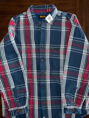 NWT Wolverine Plaid Fleece Lined Flannel Shirt Men's XL Long Sleeve Button